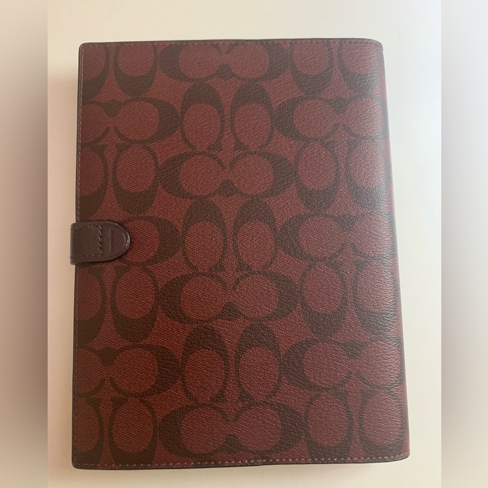 Coach Signature Leather Notebook Organizer in Burgundy/Chocolate - Picture 3 of 7